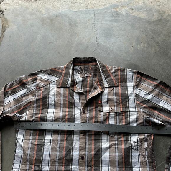 Volcom Tailored Shirt Men's L Plaid Button Down Long Sleeve Cotton Polyester - Picture 7 of 11